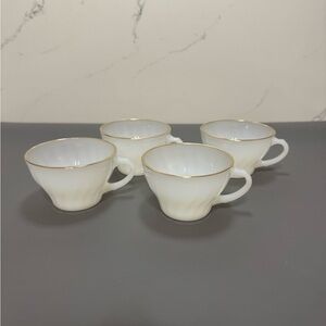 Anchor Hocking White and Gold Teacups